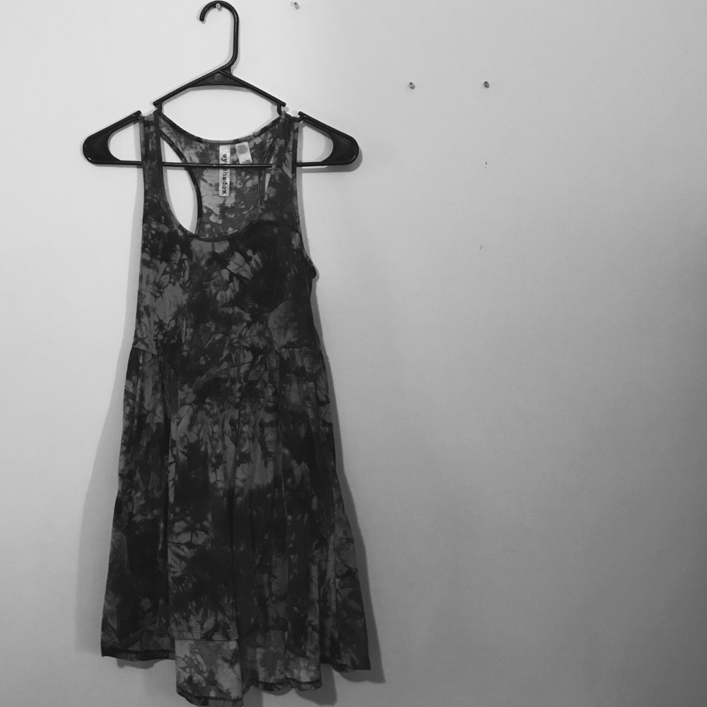 Grey and Black Tie-Dye High-low Dress